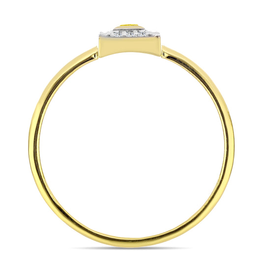Goldplattierter Silberring mit gelbem Diamant und natürlichem weißem Zirkon