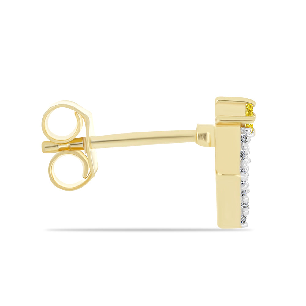 Goldplattierte Silberohrringe mit gelbem Diamant und natürlichem weißem Zirkon 2 