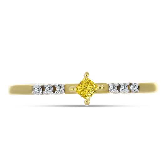 Goldplattierter Silberring mit gelbem Diamant und natürlichem weißem Zirkon