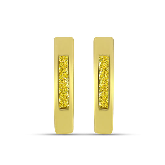 Goldplattierte Silberohrringe mit gelbem Diamant