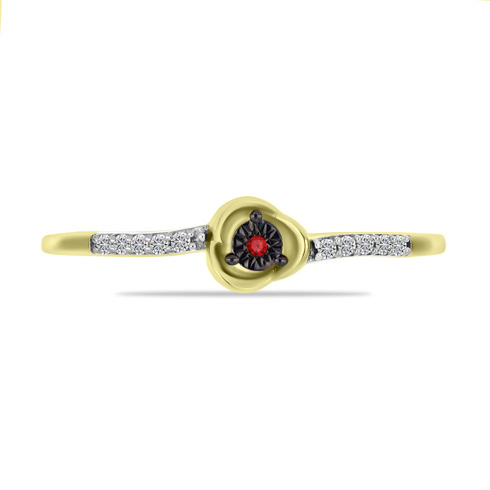 Goldplattierter Silberring mit rotem Diamant und weißem Zirkon 1 