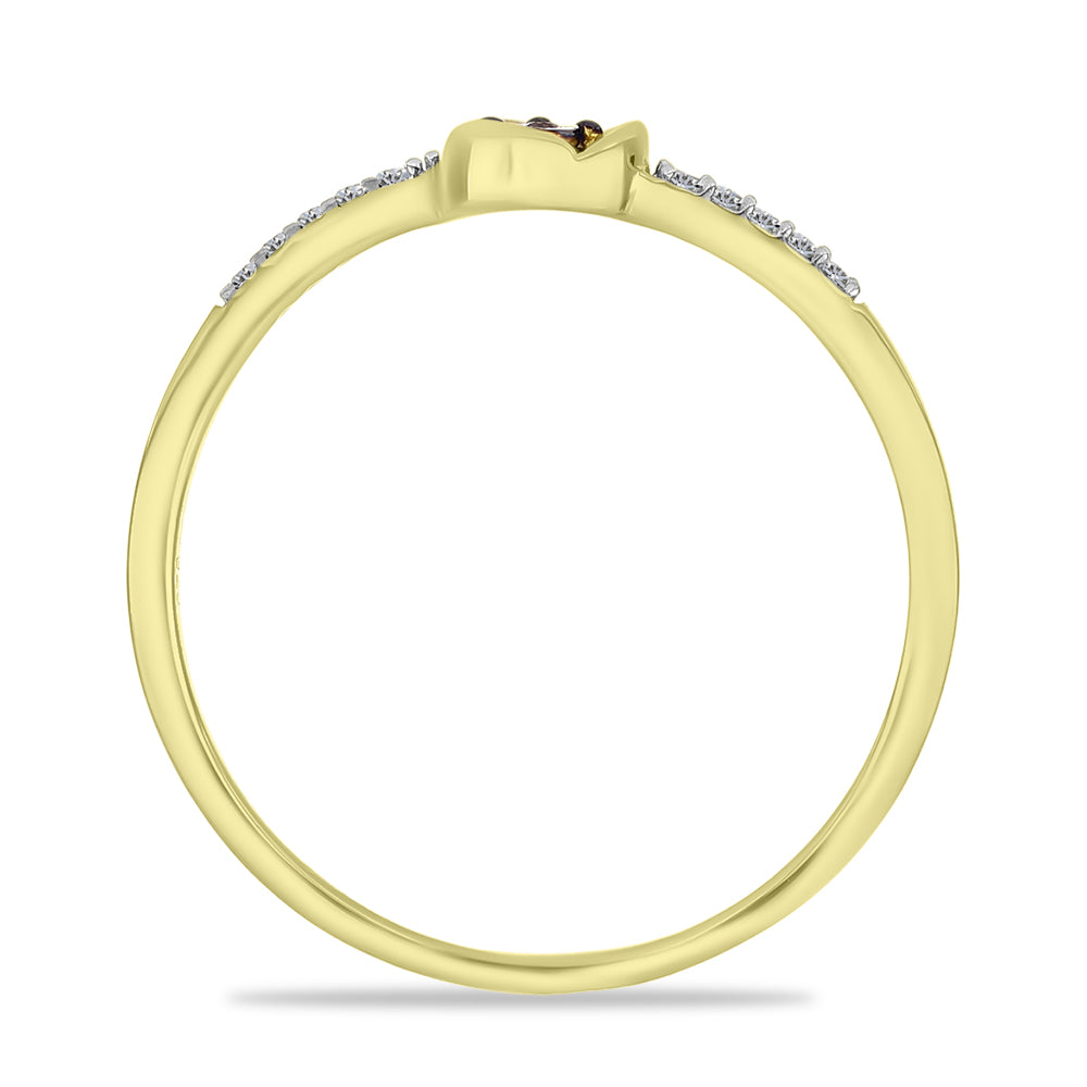 Goldplattierter Silberring mit rotem Diamant und weißem Zirkon