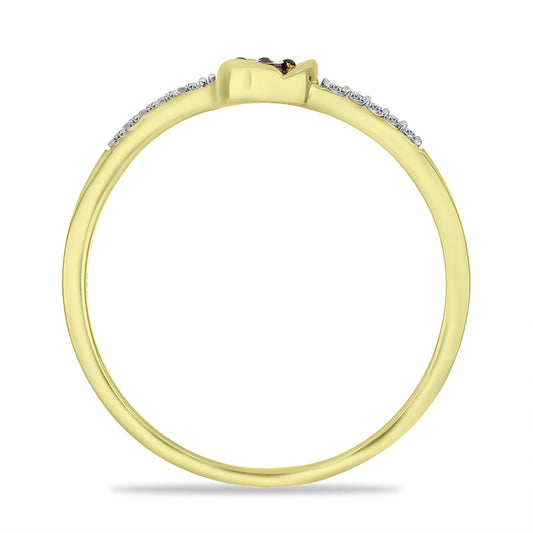 Goldplattierter Silberring mit rotem Diamant und weißem Zirkon