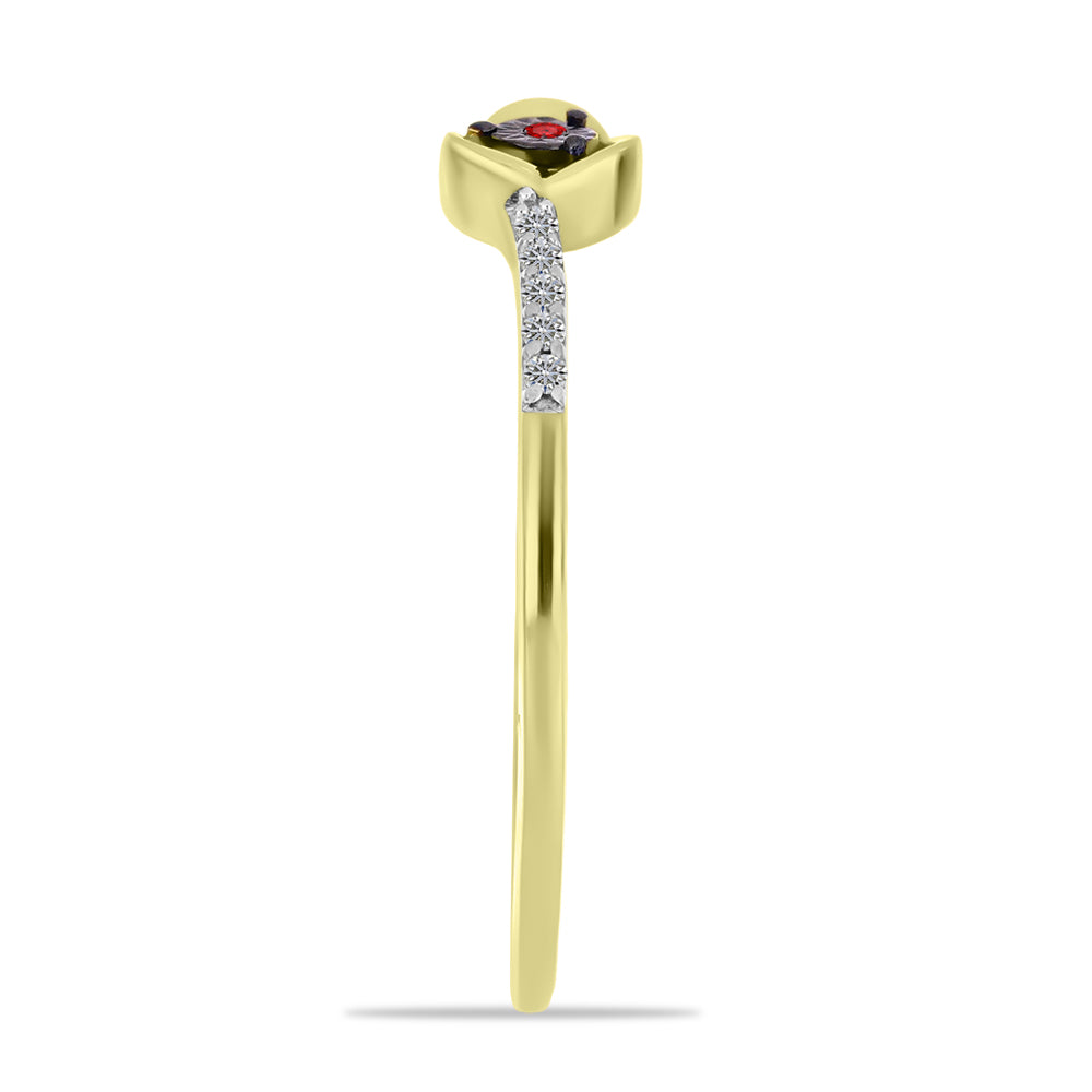 Goldplattierter Silberring mit rotem Diamant und weißem Zirkon 4 
