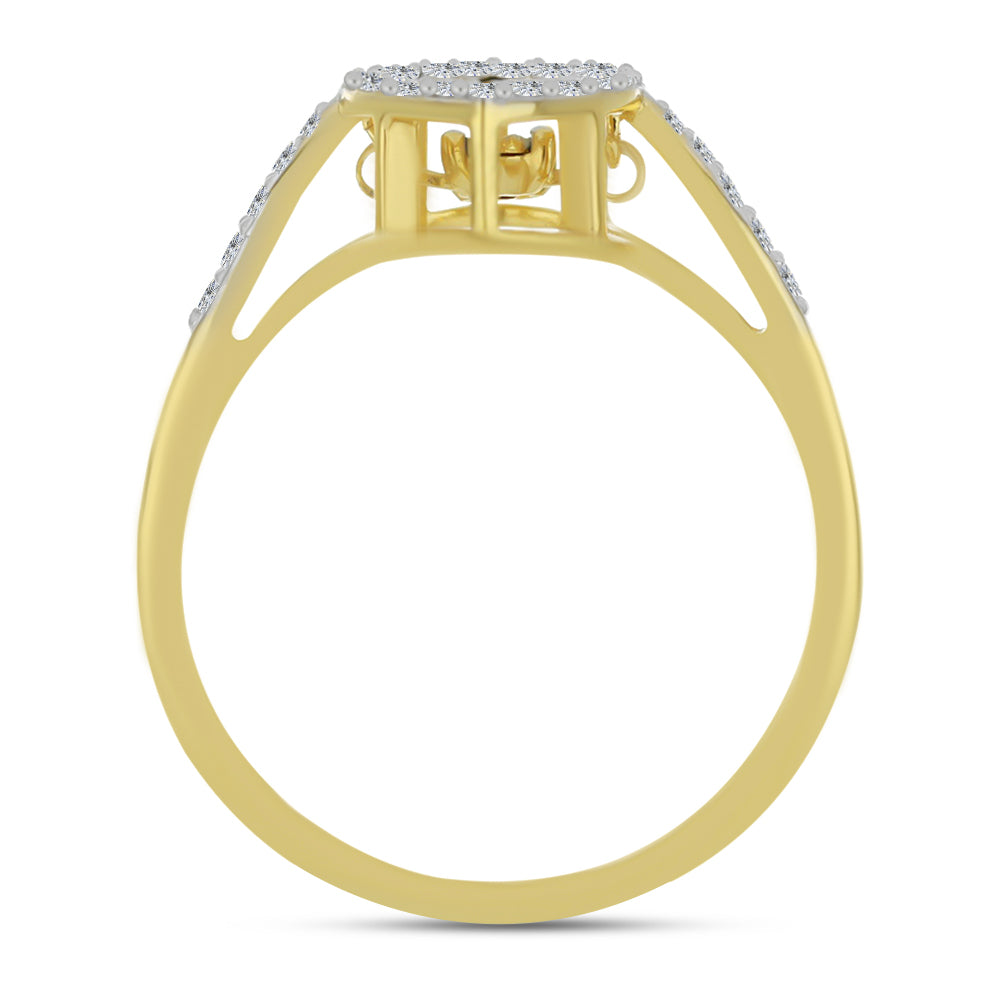 Goldplattierter Silberring mit weißem Diamant und weißem Zirkon 2 