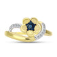Goldplattierter Silberring mit blauem Diamant und weißem Zirkon