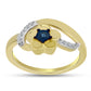 Goldplattierter Silberring mit blauem Diamant und weißem Zirkon