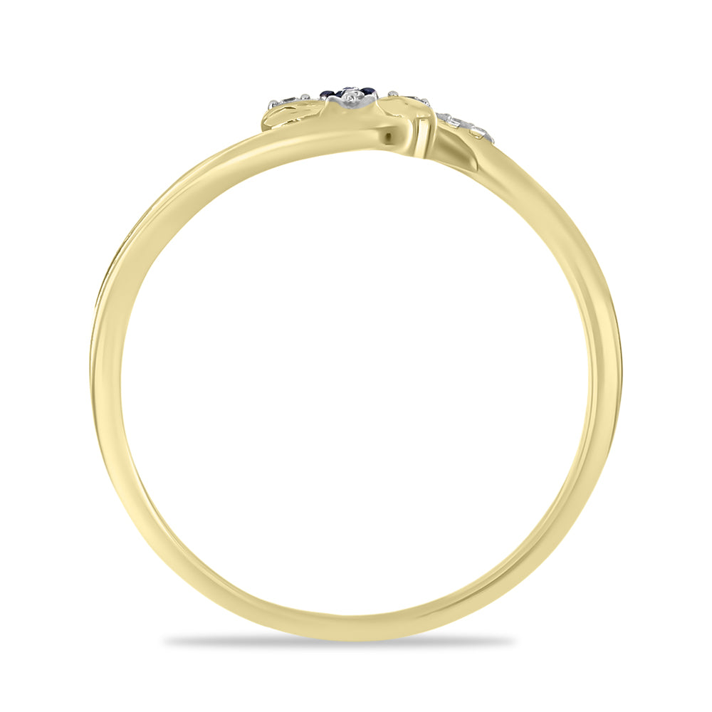 Goldplattierter Silberring mit grünem Diamant und weißem Zirkon 2 