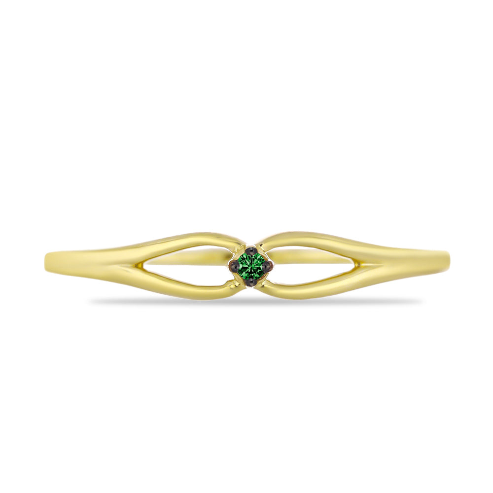 Goldplattierter Silberring mit grünem Diamant 1 