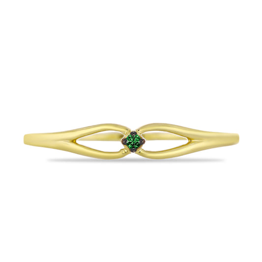 Goldplattierter Silberring mit grünem Diamant