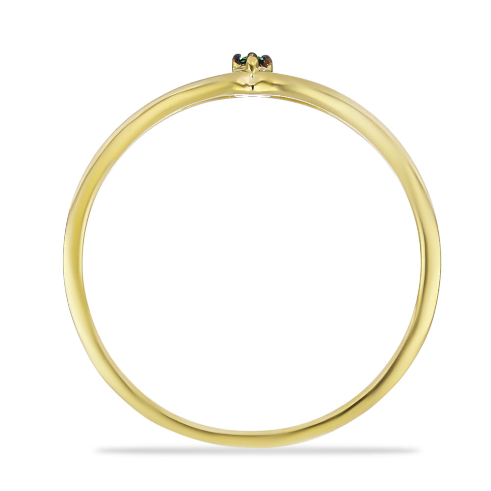 Goldplattierter Silberring mit grünem Diamant