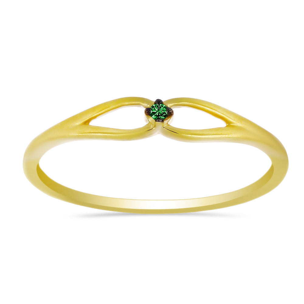 Goldplattierter Silberring mit grünem Diamant 3 