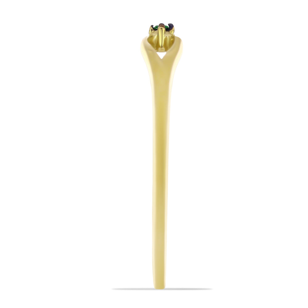 Goldplattierter Silberring mit grünem Diamant 4 