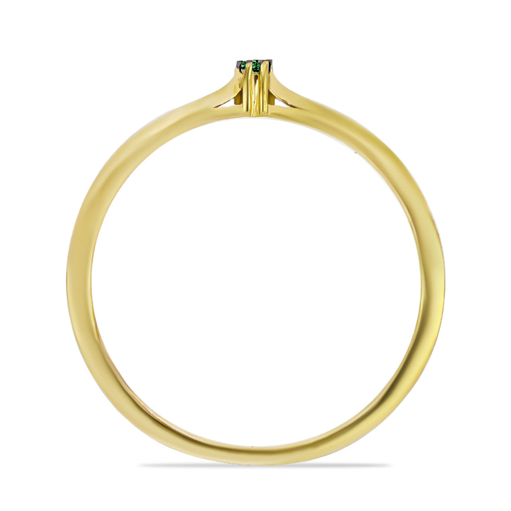 Goldplattierter Silberring mit grünem Diamant