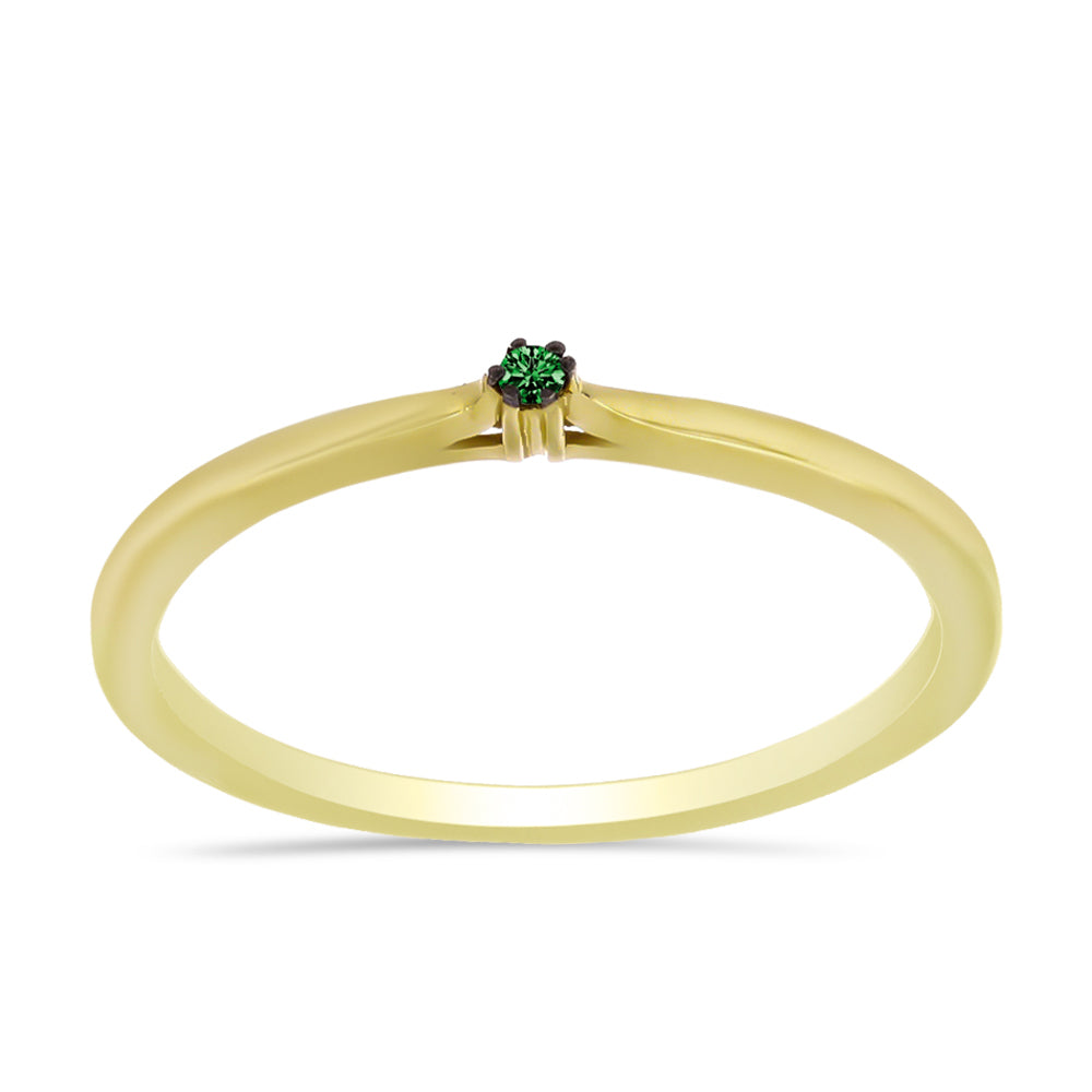 Goldplattierter Silberring mit grünem Diamant