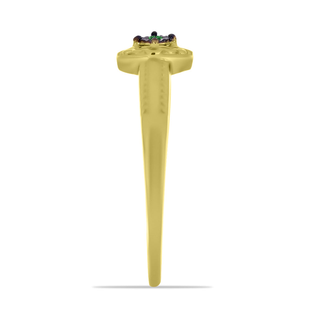 Goldplattierter Silberring mit grünem Diamant 4 