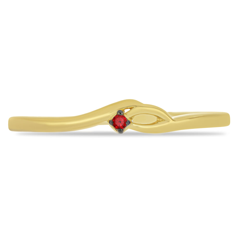 Goldplattierter Silberring mit rotem Diamant 1 