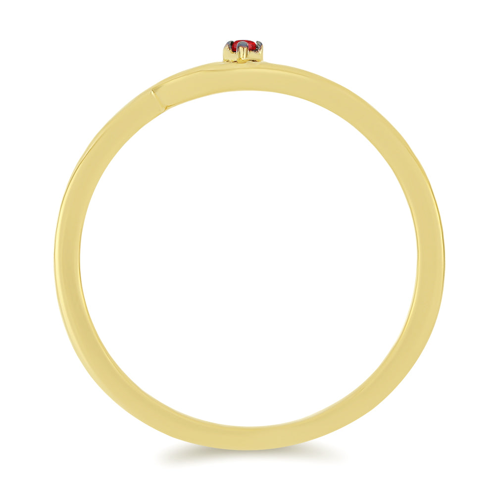 Goldplattierter Silberring mit rotem Diamant 2 
