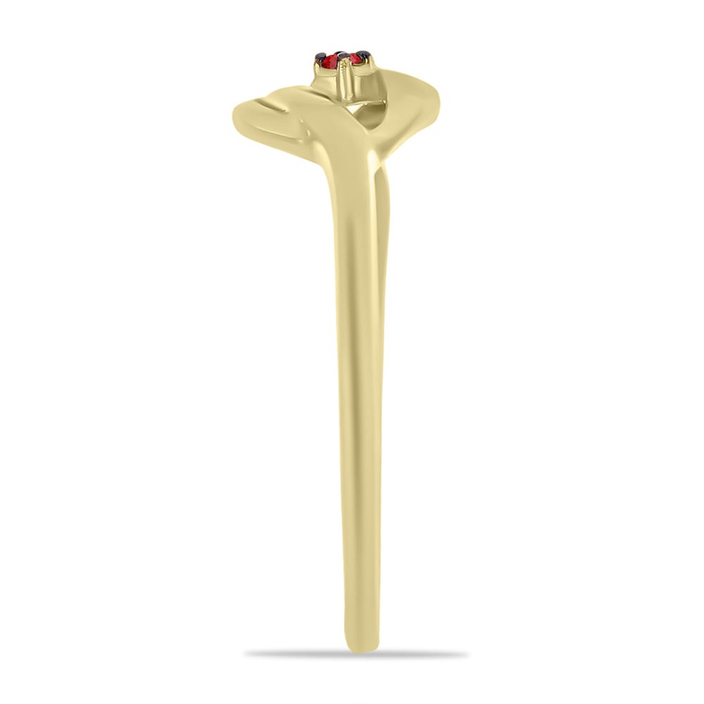 Goldplattierter Silberring mit rotem Diamant 4 