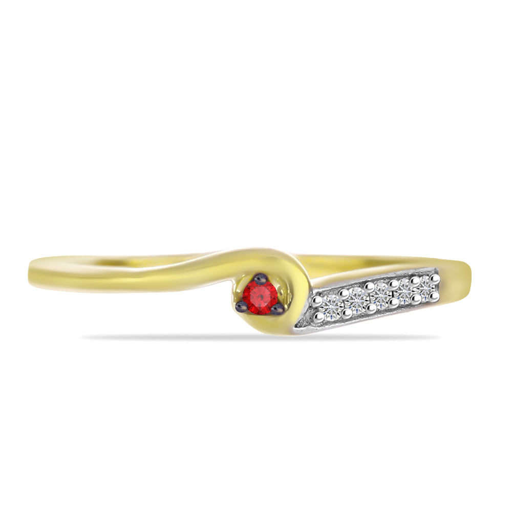 Goldplattierter Silberring mit rotem Diamant und weißem Zirkon 1 