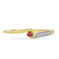 Goldplattierter Silberring mit rotem Diamant und weißem Zirkon