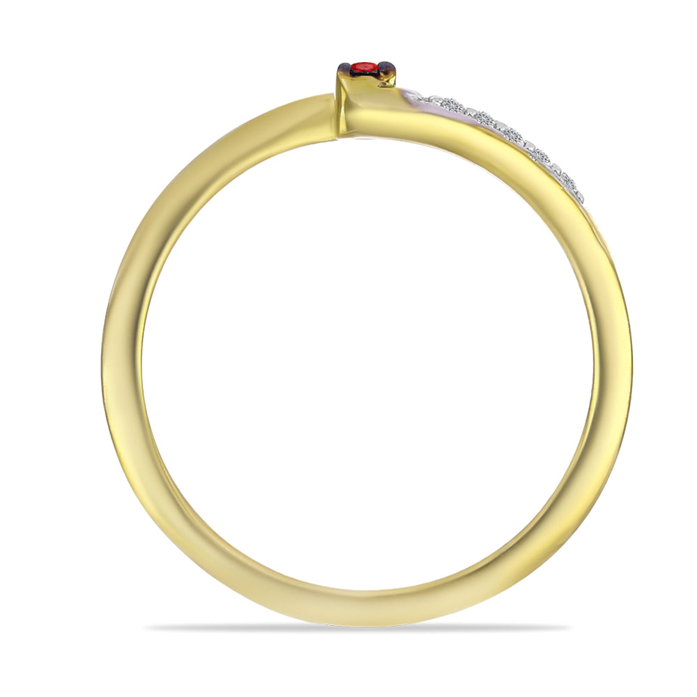 Goldplattierter Silberring mit rotem Diamant und weißem Zirkon 2 