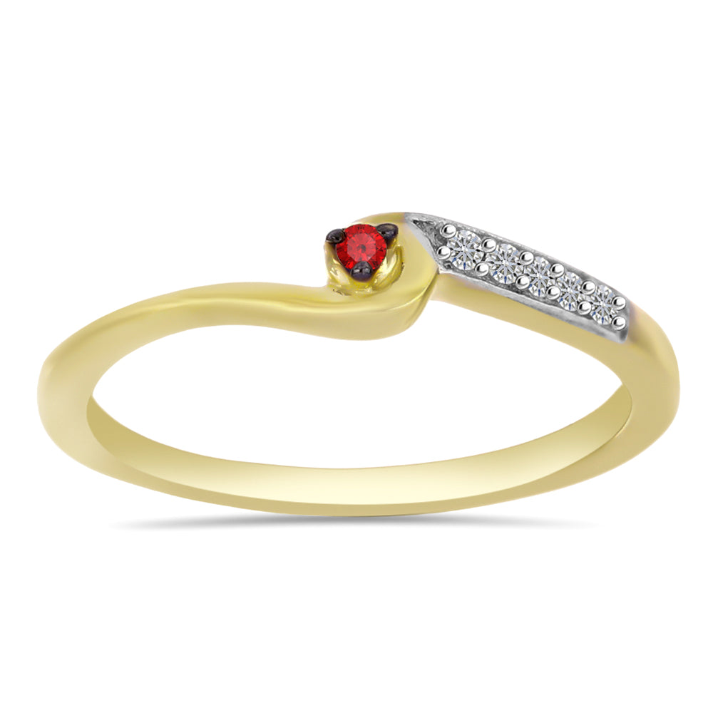 Goldplattierter Silberring mit rotem Diamant und weißem Zirkon 3 