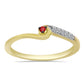 Goldplattierter Silberring mit rotem Diamant und weißem Zirkon
