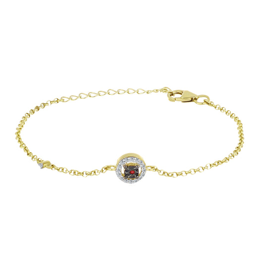 Goldplattiertes Silberarmband mit rotem Diamant und weißem Zirkon