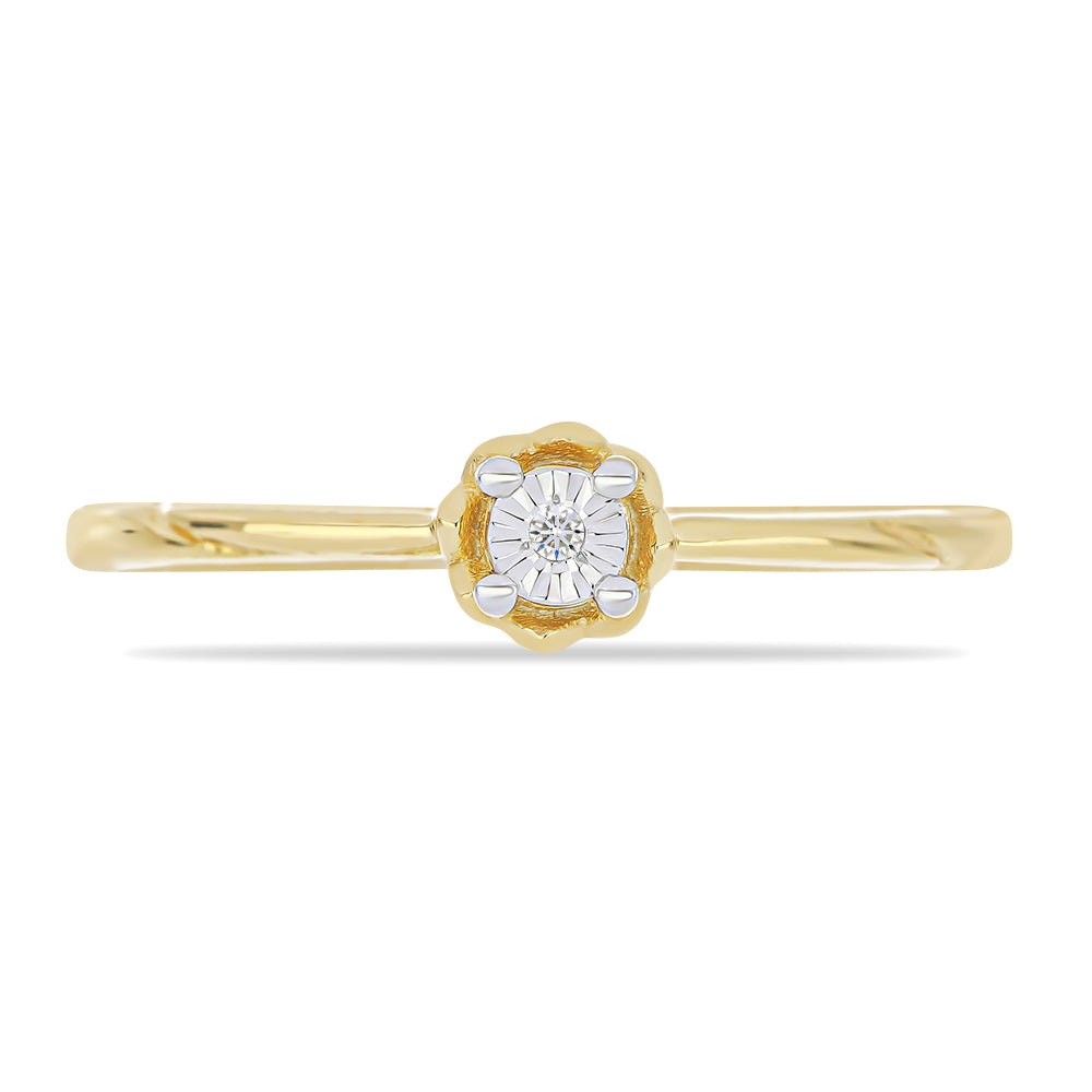 Goldplattierter Silberring mit weißem Diamant 1 