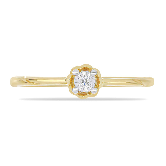 Goldplattierter Silberring mit weißem Diamant