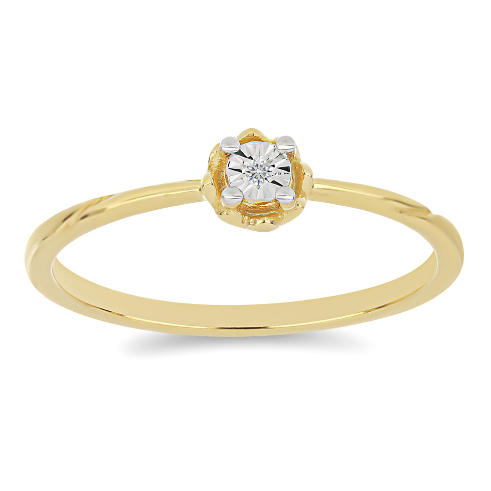 Goldplattierter Silberring mit weißem Diamant 3 
