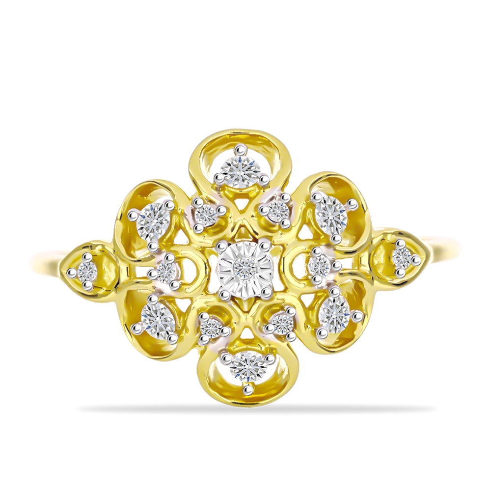 Goldplattierter Silberring mit weißem Diamant und weißem Zirkon 1 