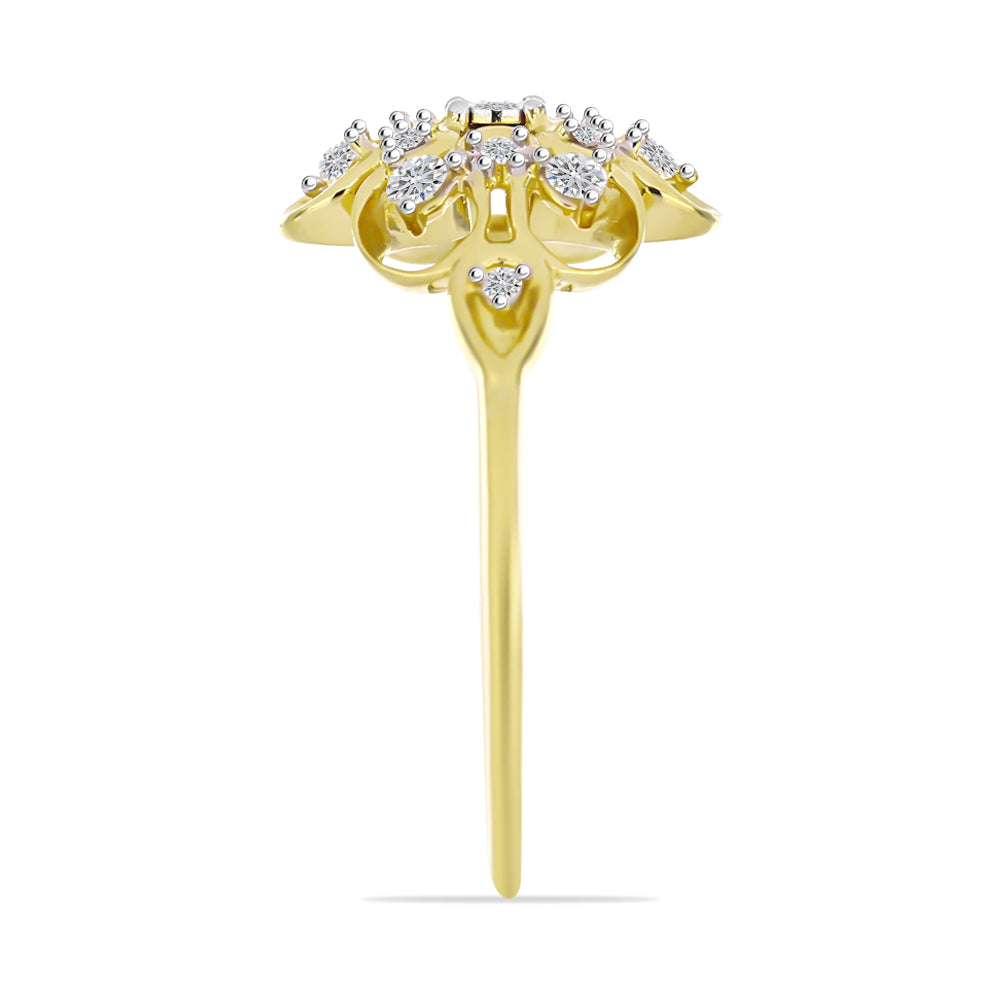 Goldplattierter Silberring mit weißem Diamant und weißem Zirkon 4 
