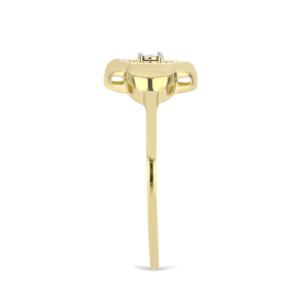Goldplattierter Silberring mit weißem Diamant