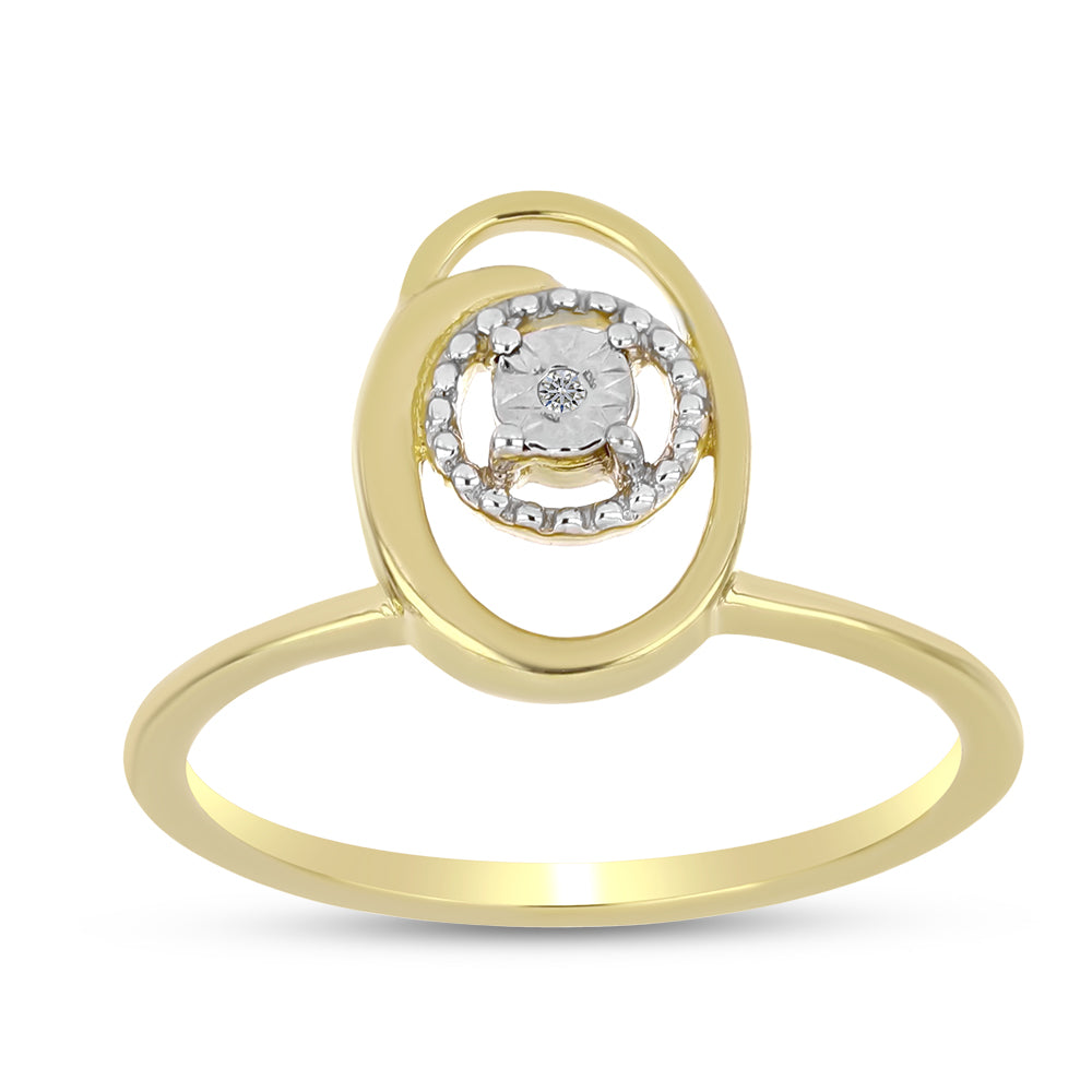 Goldplattierter Silberring mit weißem Diamant 3 