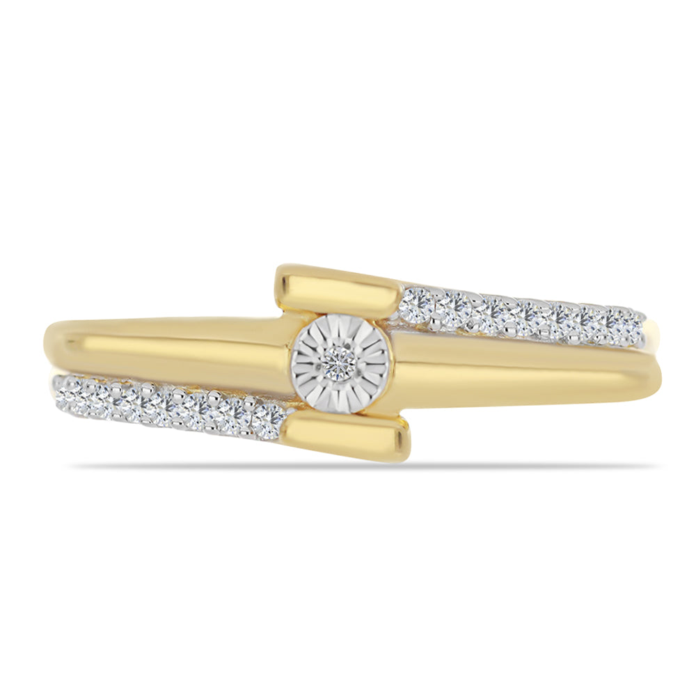 Goldplattierter Silberring mit weißem Diamant und weißem Zirkon