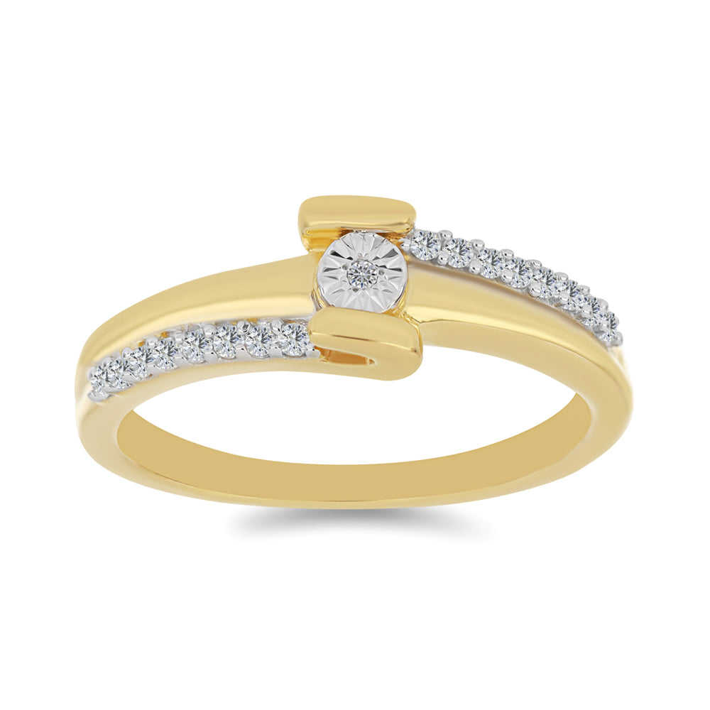 Goldplattierter Silberring mit weißem Diamant und weißem Zirkon 3 