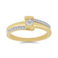 Goldplattierter Silberring mit weißem Diamant und weißem Zirkon