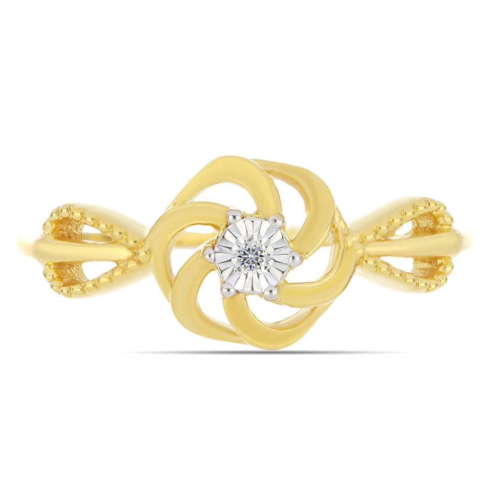 Goldplattierter Silberring mit weißem Diamant 1 