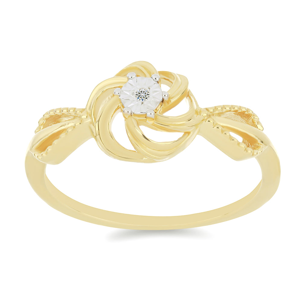 Goldplattierter Silberring mit weißem Diamant