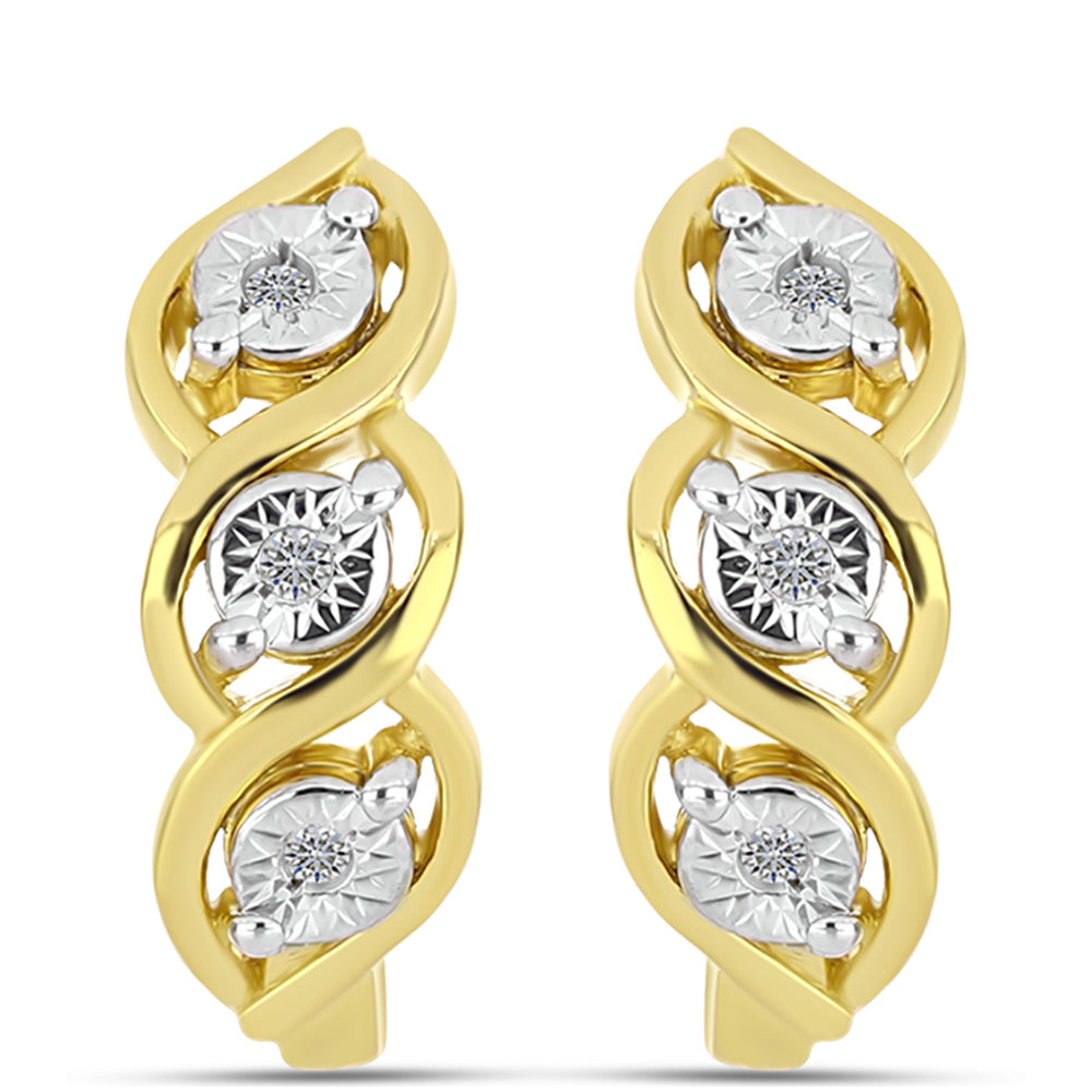 Goldplattierte Silberohrringe mit weißem Diamant