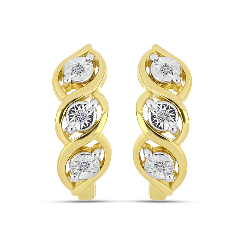 Goldplattierte Silberohrringe mit weißem Diamant