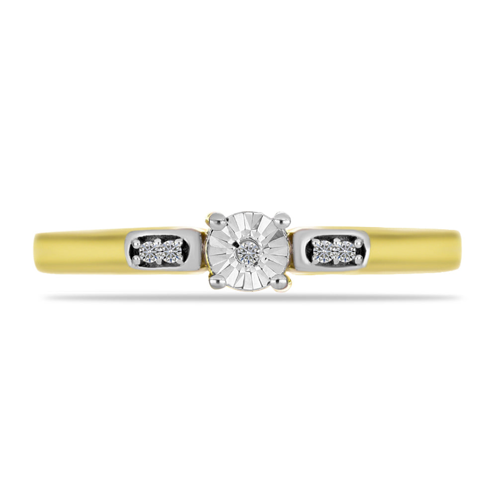 Goldplattierter Silberring mit weißem Diamant 1 