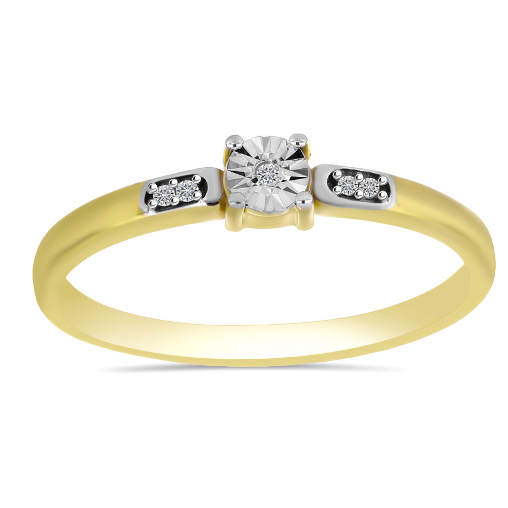 Goldplattierter Silberring mit weißem Diamant