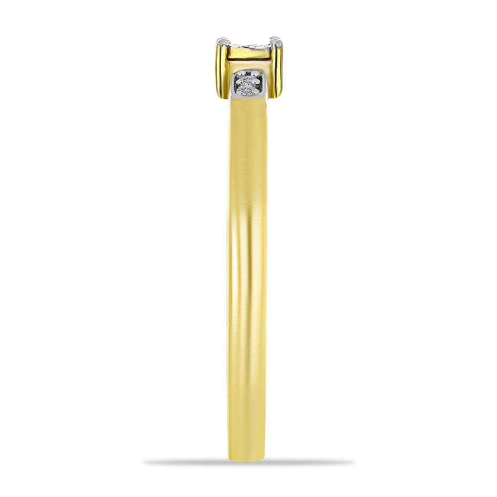 Goldplattierter Silberring mit weißem Diamant