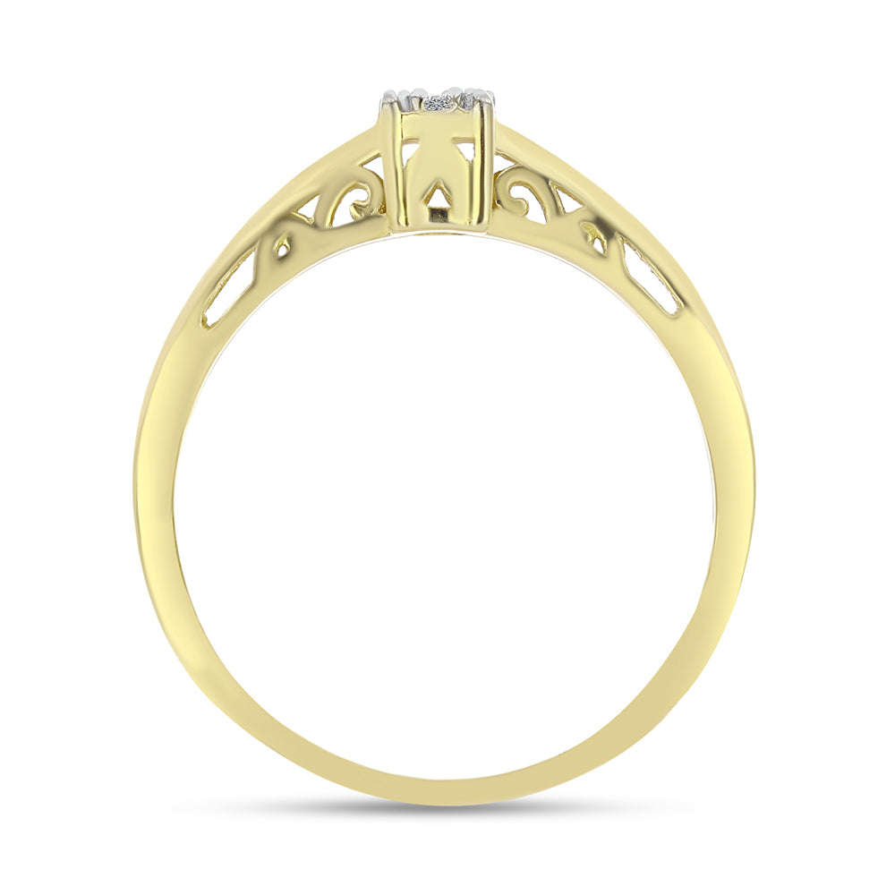 Goldplattierter Silberring mit weißem Diamant 2 