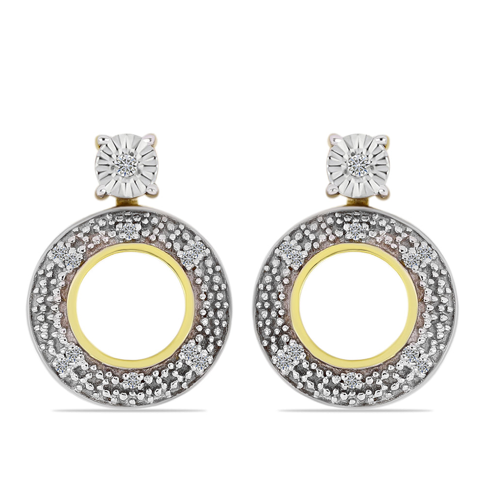 Goldplattierte Silberohrringe mit weißem Diamant