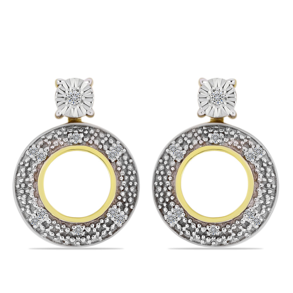 Goldplattierte Silberohrringe mit weißem Diamant 1 