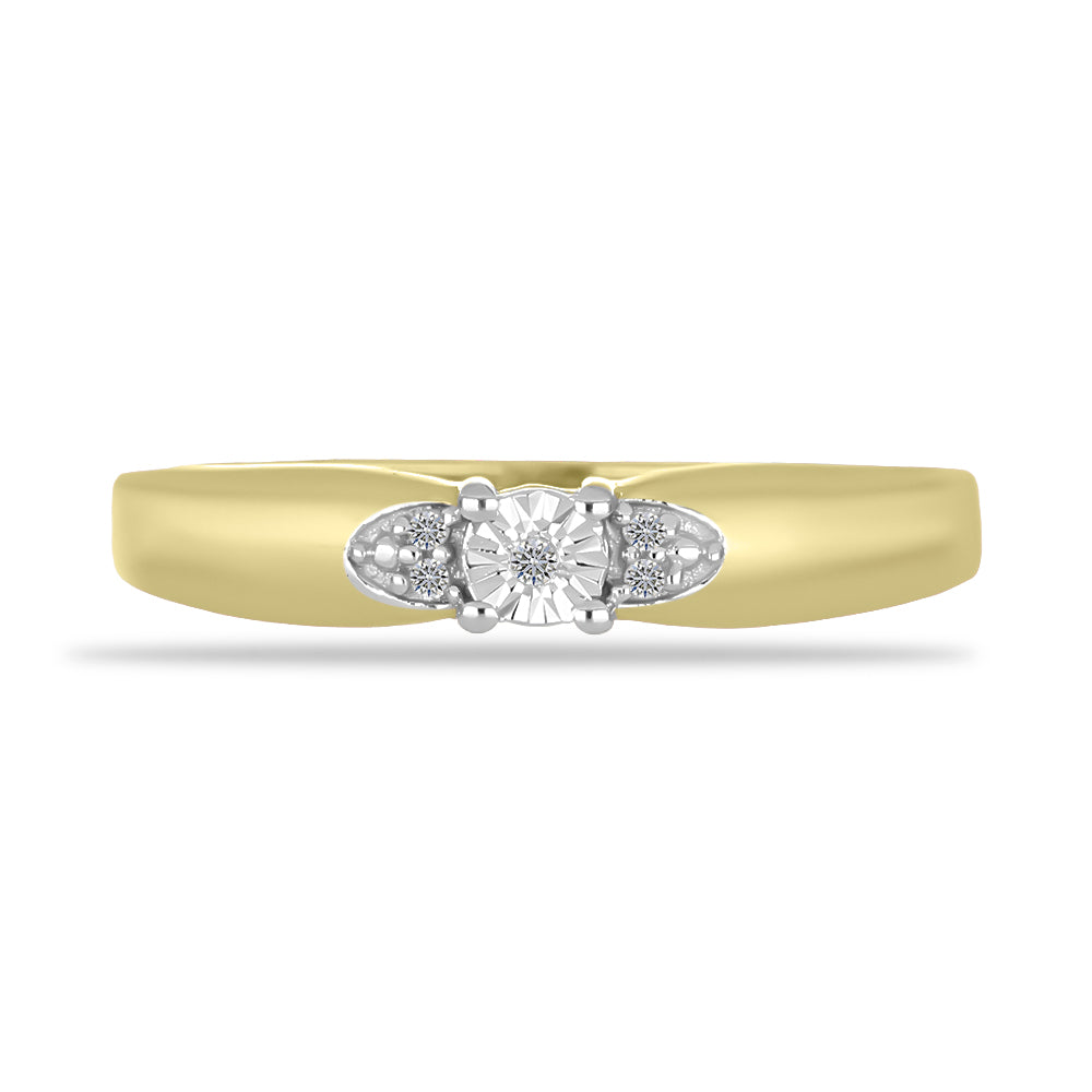 Goldplattierter Silberring mit weißem Diamant 1 
